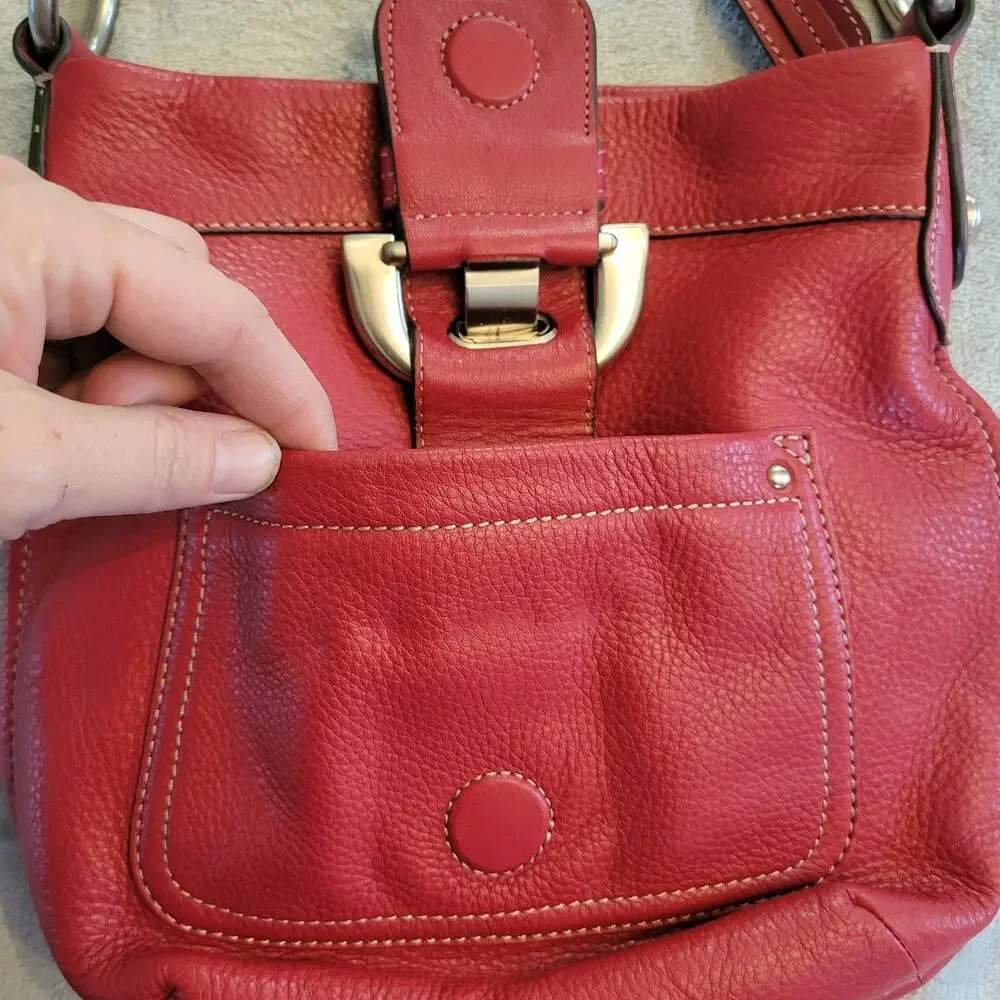 B.Makowsky Women's Crossbody Bag Genuine Leather, Raspberry Red Chic Minimalist